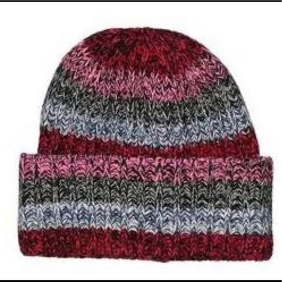 REBECCA Minkoff Marled Stripe Beanie turn up cuff Holiday NWT